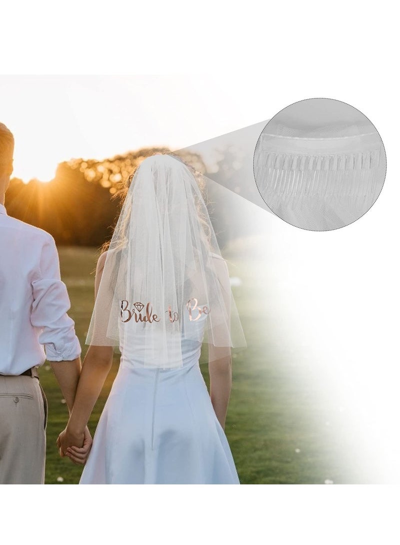 NIBEMINENT Bride to Be Decoration Set, Sash, Headband Tiara, Veil with Comb, Rhinestone Bridal Badge, Pre-Strung Banner, Gifts Decorations Wedding - Image 5