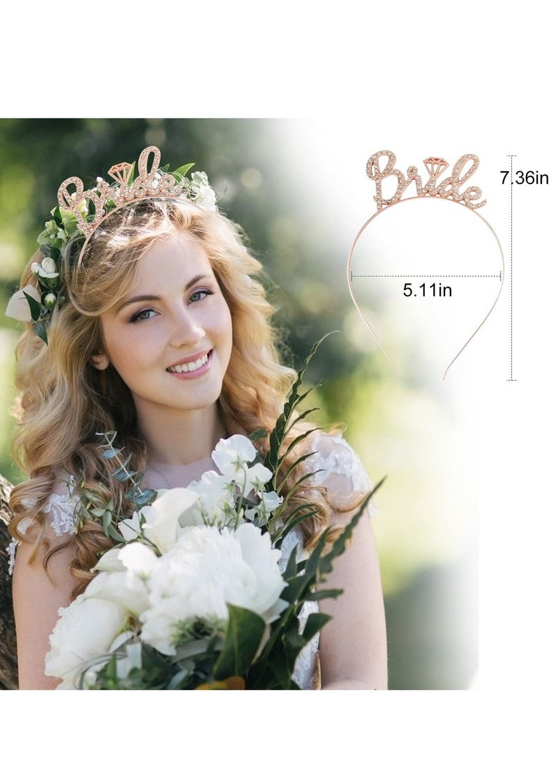 NIBEMINENT Bride to Be Decoration Set, Sash, Headband Tiara, Veil with Comb, Rhinestone Bridal Badge, Pre-Strung Banner, Gifts Decorations Wedding - Image 2