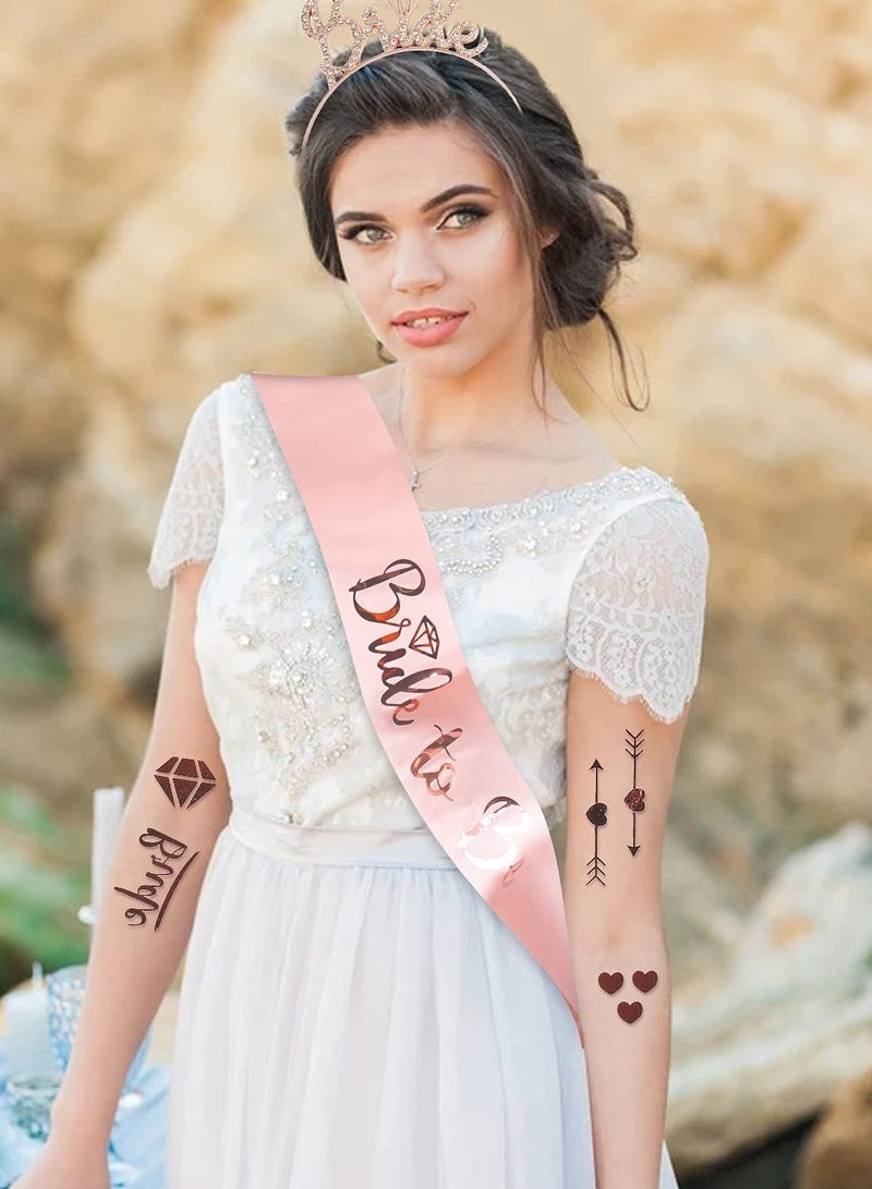 NIBEMINENT Bride to Be Decoration Set, Sash, Headband Tiara, Veil with Comb, Rhinestone Bridal Badge, Pre-Strung Banner, Gifts Decorations Wedding - Image 3