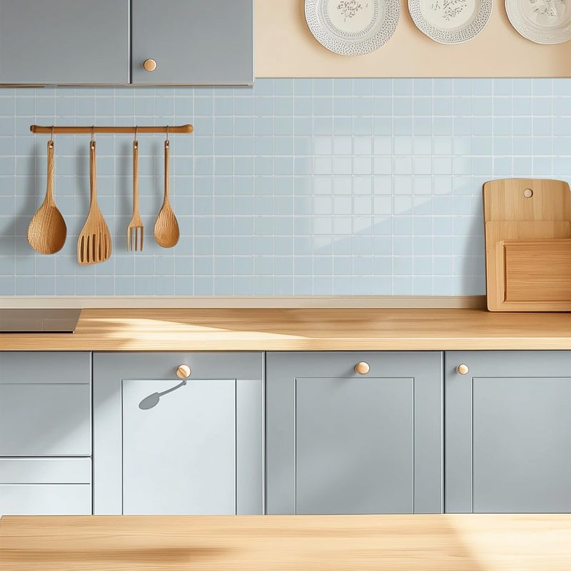 Alwayspon 10 Sheets 10"x10" Blue 3D Vinyl Backsplash Tiles, Self-Adhesive Peel and Stick Wall Tile Stickers Stick on Subway Tiles for Kitchen Bathroom Wall - Image 3