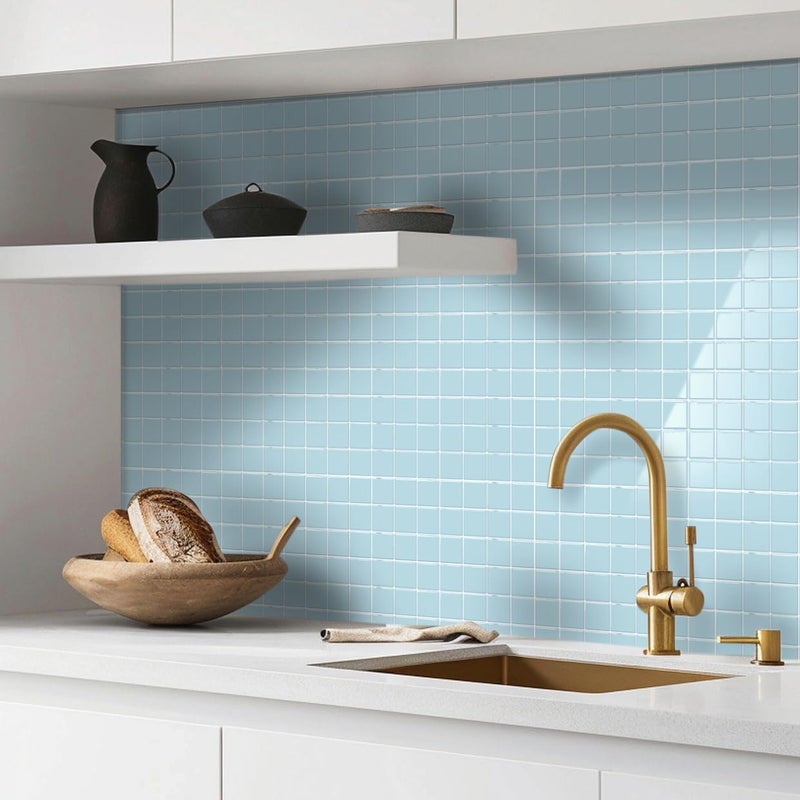 Alwayspon 10 Sheets 10"x10" Blue 3D Vinyl Backsplash Tiles, Self-Adhesive Peel and Stick Wall Tile Stickers Stick on Subway Tiles for Kitchen Bathroom Wall - Image 1