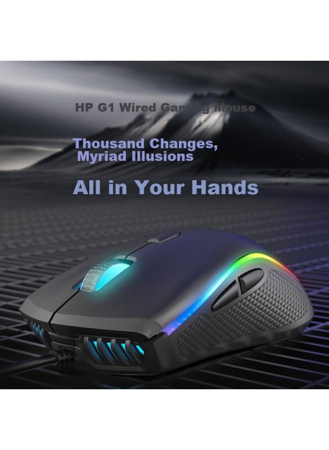 HP Hp G1 Wired Mouse, Gaming Mouse For Lol, Pubg, Cf, League Of Legends, Rgb Lighting, E-sports Mouse, Macro Programming, Office, Laptop, Desktop Computer Mouse  - Image 2