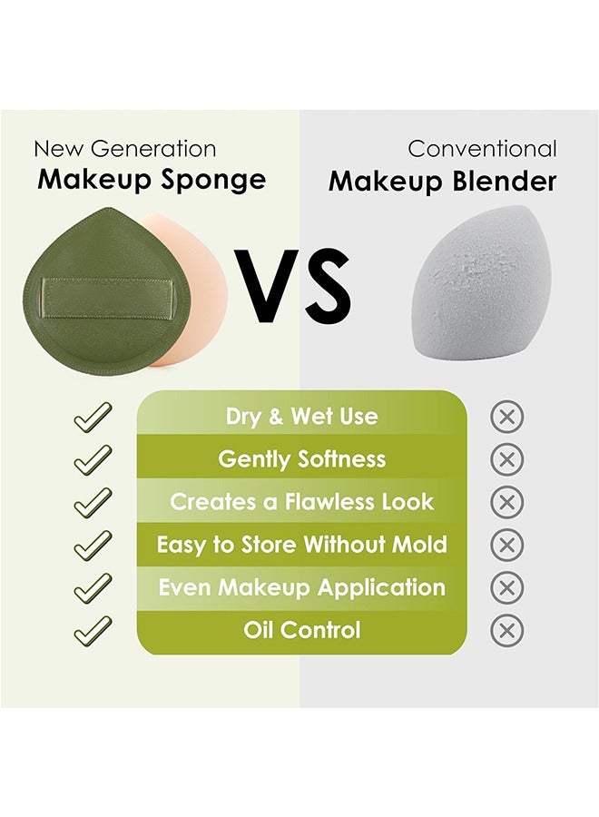 عام 5 قطع من إسفنجة مكياج لكريم الأساس وخافي العيوب والبودرة، وإسفنجة مزج خالية من اللاتكس للحصول على مكياج طبيعي وسهل ناعم يدوم طويلاً ومناسب للمبتدئين، أخضر - Image 5
