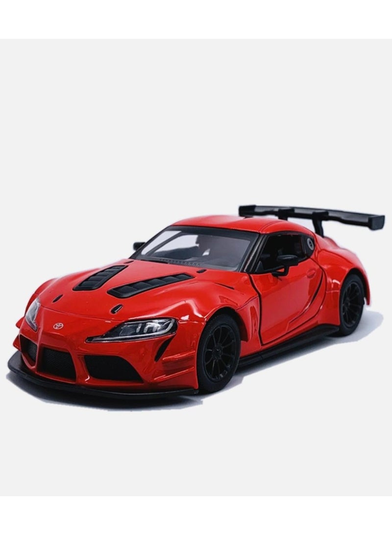 كين سمارت سيارة تويوتا جي آر سوبرا الاختبارية للسباقات، بمقياس 1:36، نموذج مصبوب من المعدن، مزودة بآلية سحب للخلف وأبواب قابلة للفتح - أحمر - Image 1