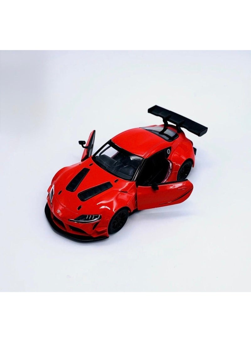 كين سمارت سيارة تويوتا جي آر سوبرا الاختبارية للسباقات، بمقياس 1:36، نموذج مصبوب من المعدن، مزودة بآلية سحب للخلف وأبواب قابلة للفتح - أحمر - Image 2