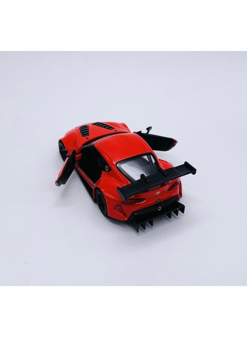 كين سمارت سيارة تويوتا جي آر سوبرا الاختبارية للسباقات، بمقياس 1:36، نموذج مصبوب من المعدن، مزودة بآلية سحب للخلف وأبواب قابلة للفتح - أحمر - Image 3