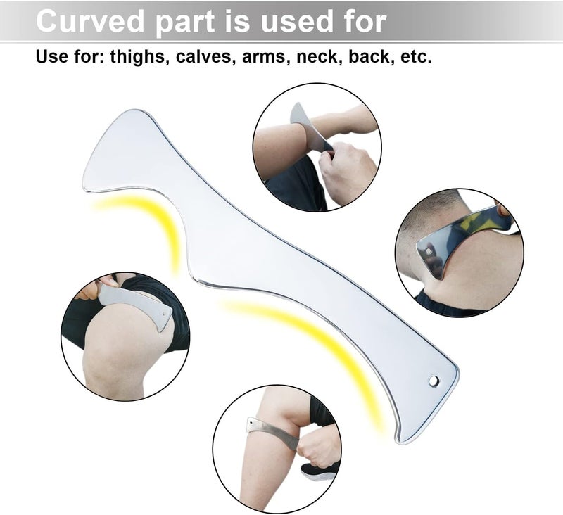 Fstcrt Muscle Scraper Tool Gua Sha Tool Scraping Massage Tools Stainless Steel Scraping Tool IASTM Tools Fascia Massage Tool to Physical Therapy for Scar Tissue Soft Tissue Relieve Body Pain - Image 4