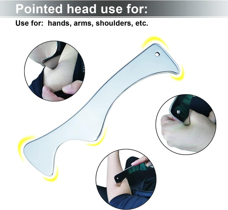 Fstcrt Muscle Scraper Tool Gua Sha Tool Scraping Massage Tools Stainless Steel Scraping Tool IASTM Tools Fascia Massage Tool to Physical Therapy for Scar Tissue Soft Tissue Relieve Body Pain - Image 3