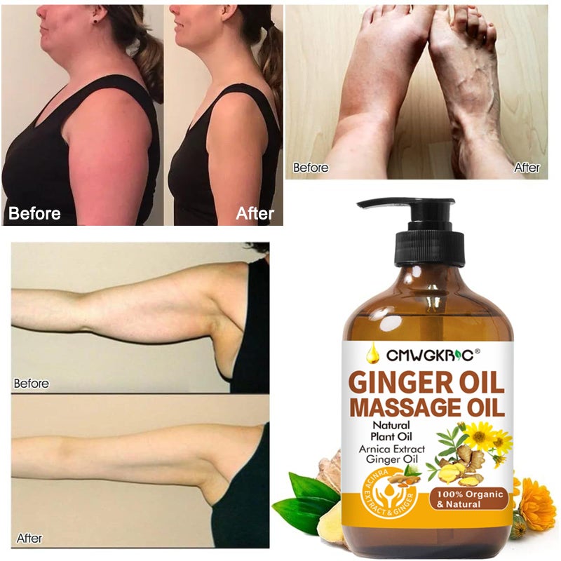 CMWGKBC 2 Pack Ginger Oil Lymphatic Drainage Massage,Belly Drainage Ginger Oil-Warming Tired Sore Muscle Ginger Massage Oils With Natural Arnica Extract,Grapeseed Oil,Vitamin E Massage Oil for Massage Therapy - Image 3