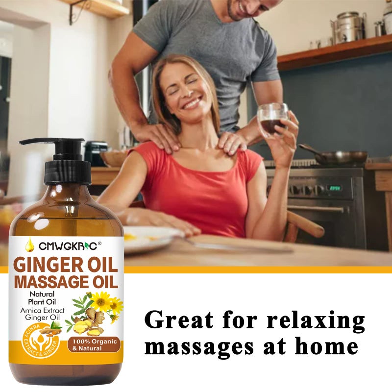 CMWGKBC 2 Pack Ginger Oil Lymphatic Drainage Massage,Belly Drainage Ginger Oil-Warming Tired Sore Muscle Ginger Massage Oils With Natural Arnica Extract,Grapeseed Oil,Vitamin E Massage Oil for Massage Therapy - Image 5