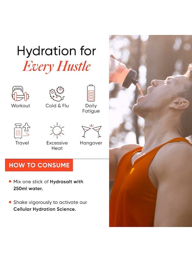 WELLBEING NUTRITION HydraSalt Electrolyte Drink with Zero Added Sugar | 5 Electrolytes & 3 Vitamins for Instant Hydration, Energy, Performance & Recovery, Blood Orange Flavor 90g, Pack of 15 - Image 5