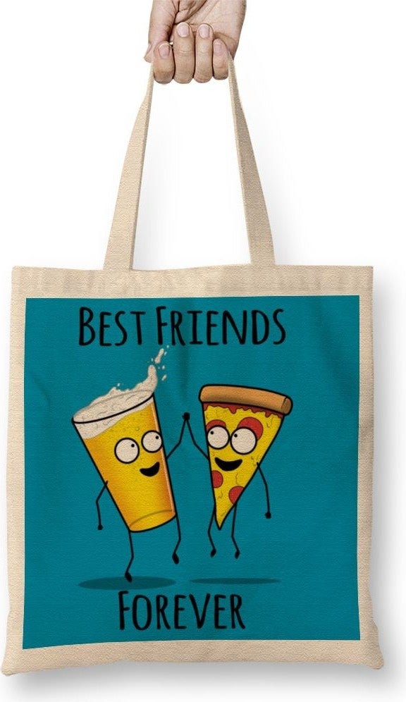 Baskı Dükkanı Print Shop Pizza And Beer Tote Bag Long Handle 