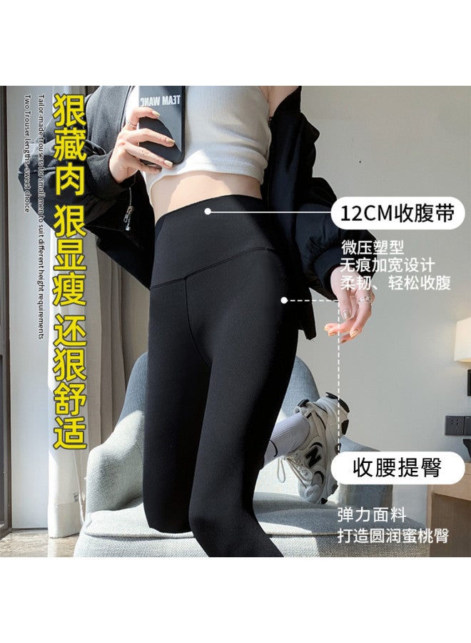Top melon Faux Lamb Fleece Shark Pants, Fleece-Lined Leggings For Women, Winter Wear, Slimming Lifting, Tummy-Control Black Sports Yoga Pants - Image 4