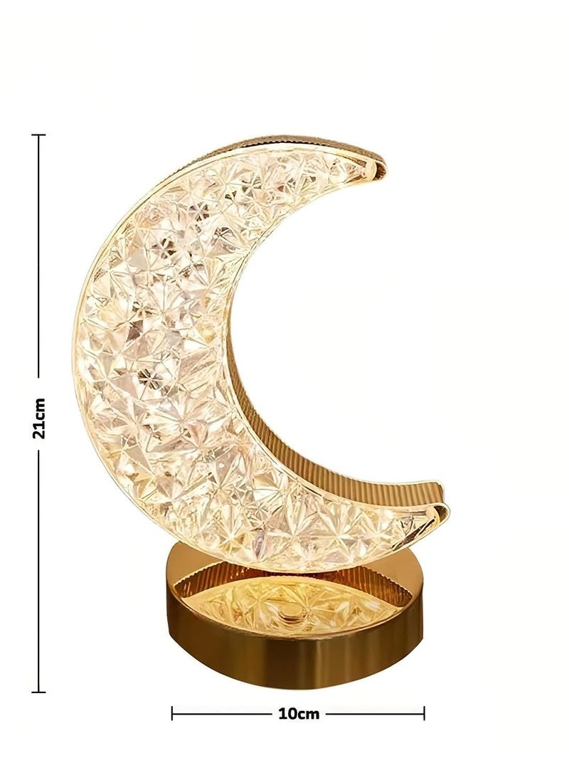 Generic - LED Crystal Table Lamp Moon Shaped With Aroma Diffuser Decorative Touch Sensor 3 Color Modes Adjustable With USB Cable Indoor Lighting - Image 1