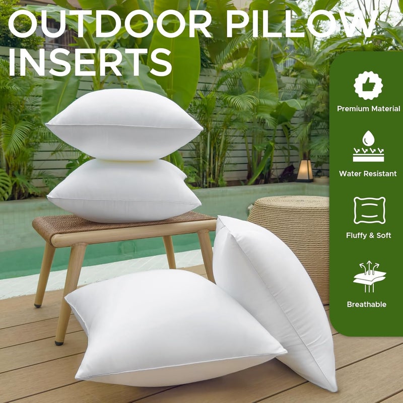QSWRD 16 x 16 Outdoor Pillow Inserts Pack of 4 Patio Furniture Pillows Cushion Waterproof Square Throw Pillow Inserts Decorative Couch Pillow Inserts White Sofa Sham Cushion Stuffer - Image 2