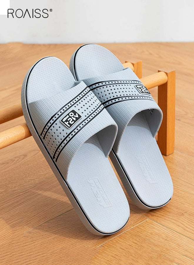 roaiss Men's Non-Slip Slippers, Summer Bathroom Soft Toe-Covered Slippers, Indoor/Outdoor Bathing PVC Injection-Molded Durable Cool Home Shoes, Fashionable Extra-Large Casual Flip-Flops, Gray - Image 1