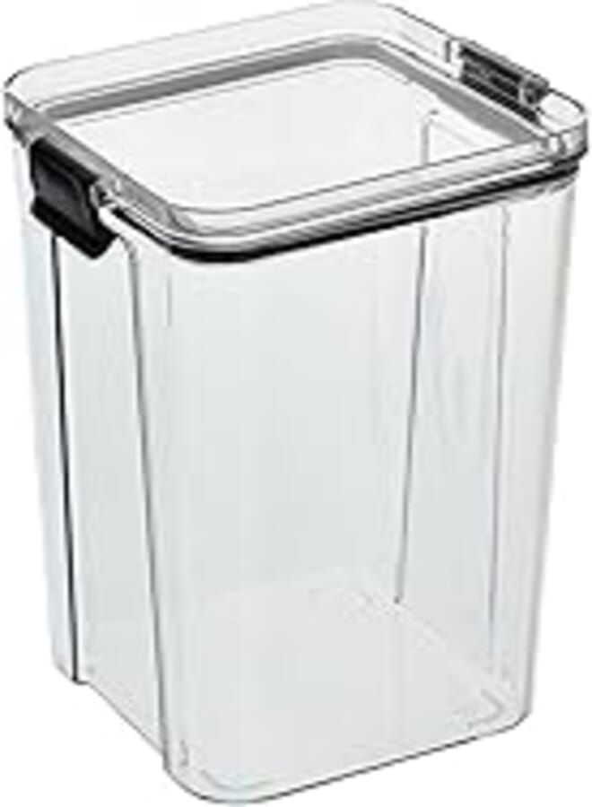 accessories shop Acrylic Square Deep Cereals Container Containing Tightly Sealed Lid With Modern Design And High Quality Material Practical For Kitchen 1000 ML Capacity - Transparent Black 