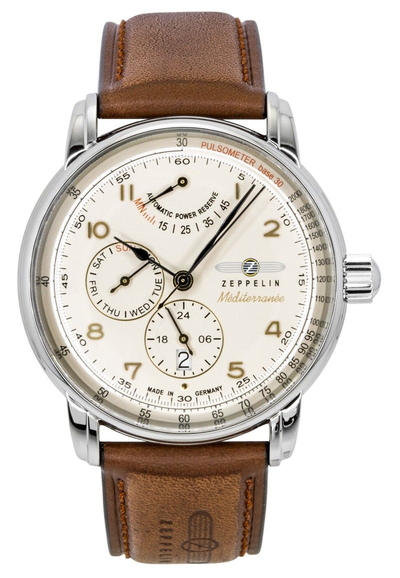 Zeppelin Mediterranee Leather Strap Champagne Dial Automatic 96905 Men's Watch - Image 1