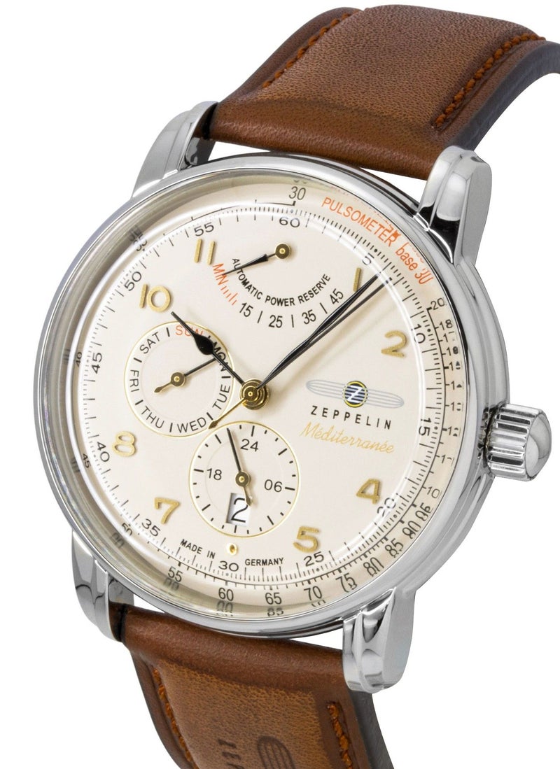 Zeppelin Mediterranee Leather Strap Champagne Dial Automatic 96905 Men's Watch - Image 2