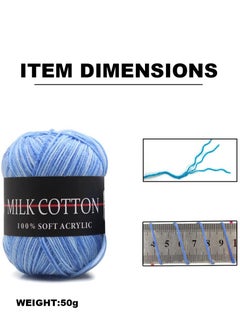 KASTWAVE 6 Rolls 50g Acrylic Yarn Skeins, Soft Yarn for Crocheting and Knitting Craft Project, Assorted Starter Crochet Kit Yarn Bulk for Adults and Kids (Blue)  - Image 2