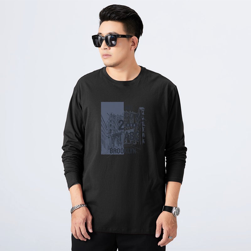 Fat Brother'S Pure Cotton Long-Sleeved T-Shirt Men'S Loose Fat Men'S Fashionable Plus Size Base Shirt Plus Fat Plus Plus Plus Fat Man T-Shirt - Image 3