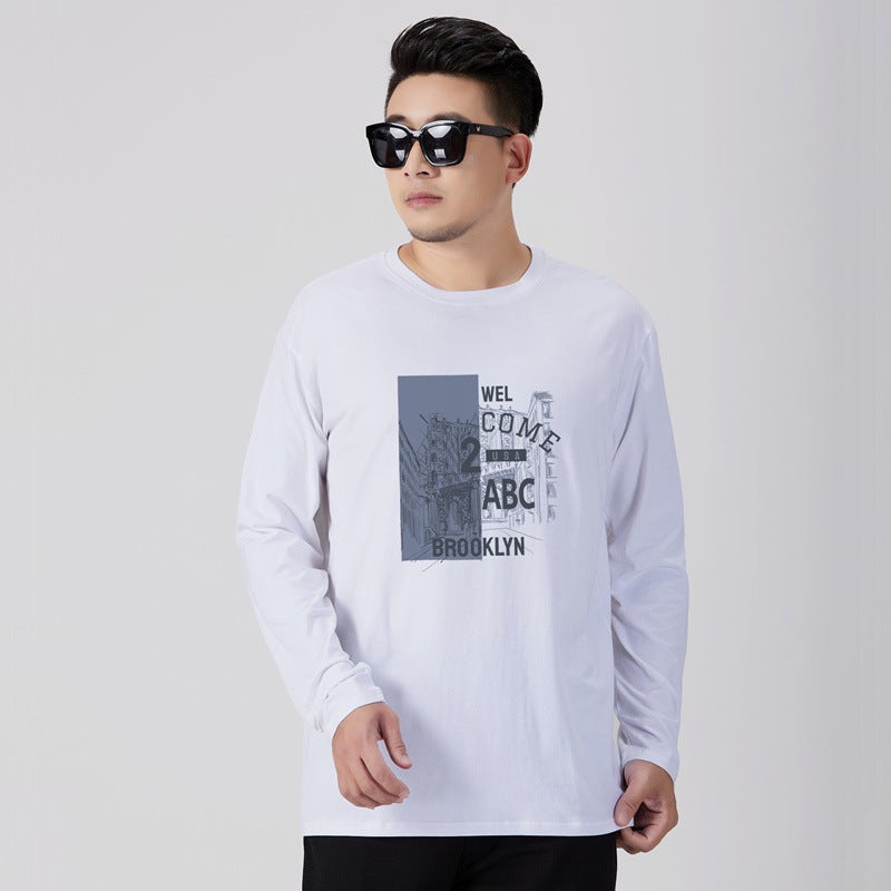 Fat Brother'S Pure Cotton Long-Sleeved T-Shirt Men'S Loose Fat Men'S Fashionable Plus Size Base Shirt Plus Fat Plus Plus Plus Fat Man T-Shirt - Image 2