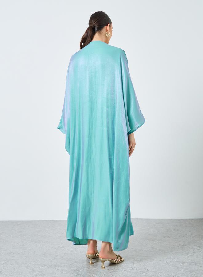 Take Two Metallic Batwing Sleeve Open Front Abaya - Image 5