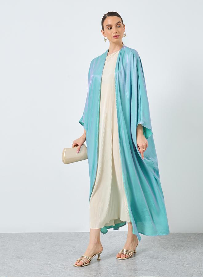 Take Two Metallic Batwing Sleeve Open Front Abaya - Image 1