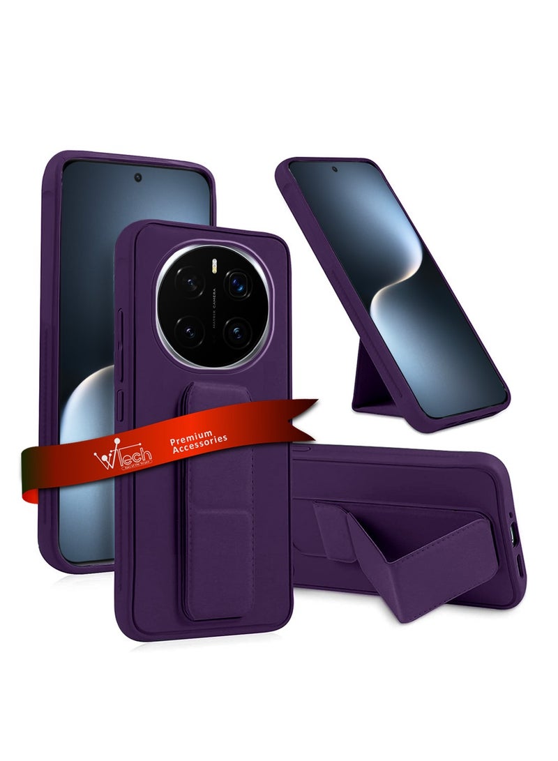 Wtech Honor Magic7 5G 2024 Hand Grip Foldable Magnetic Kickstand Wrist Strap Finger Grip With Built-In Iron Case Cover - Eggplant Purple - Image 1