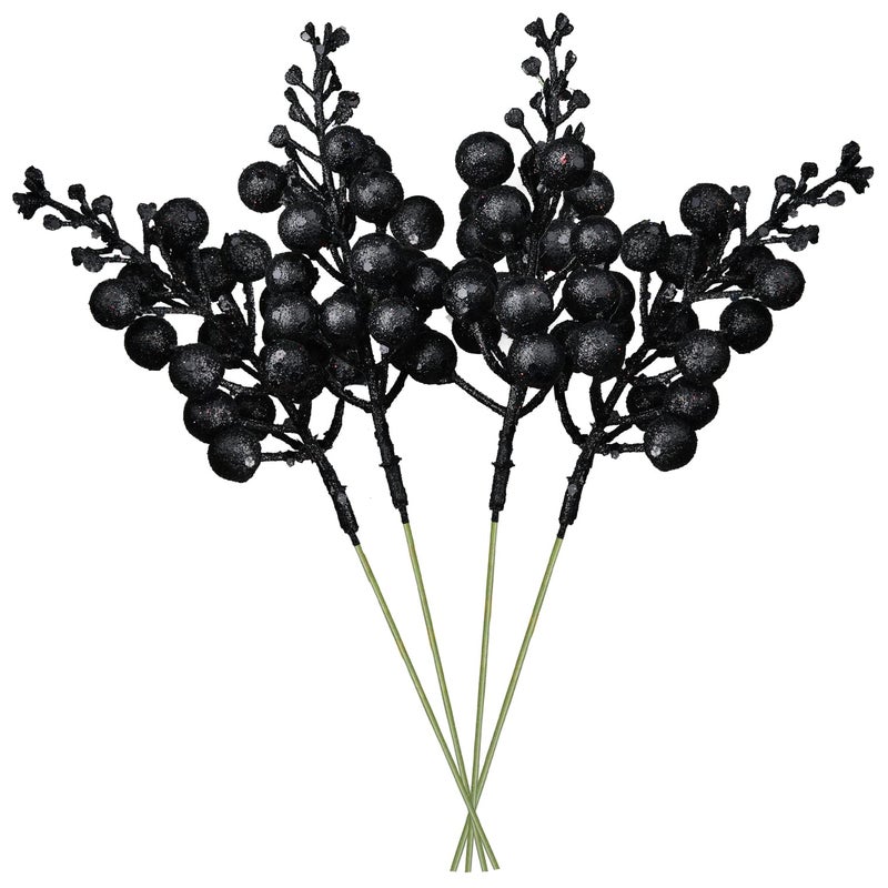 DearHouse 14 Pack Christmas Glitter Berries Stems 78Inch Artificial Christmas Picks for Christmas Tree Ornaments DIY Xmas Wreath Crafts Holiday and Home Decor Black