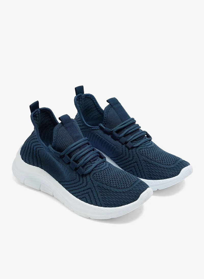 ماتلان Navy Knit Lace Up Trainers