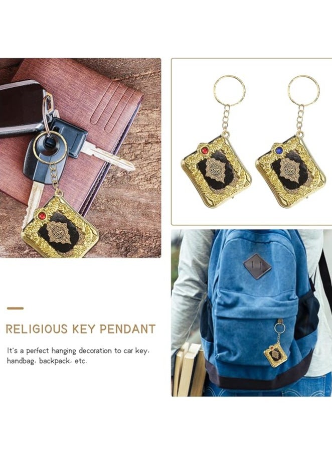 Generic - Mini Ark Quran Book Keychain, Real Paper Can Read Arabic The Koran Key Random Sale Of Red And Blue 4x4.5cm - Image 1
