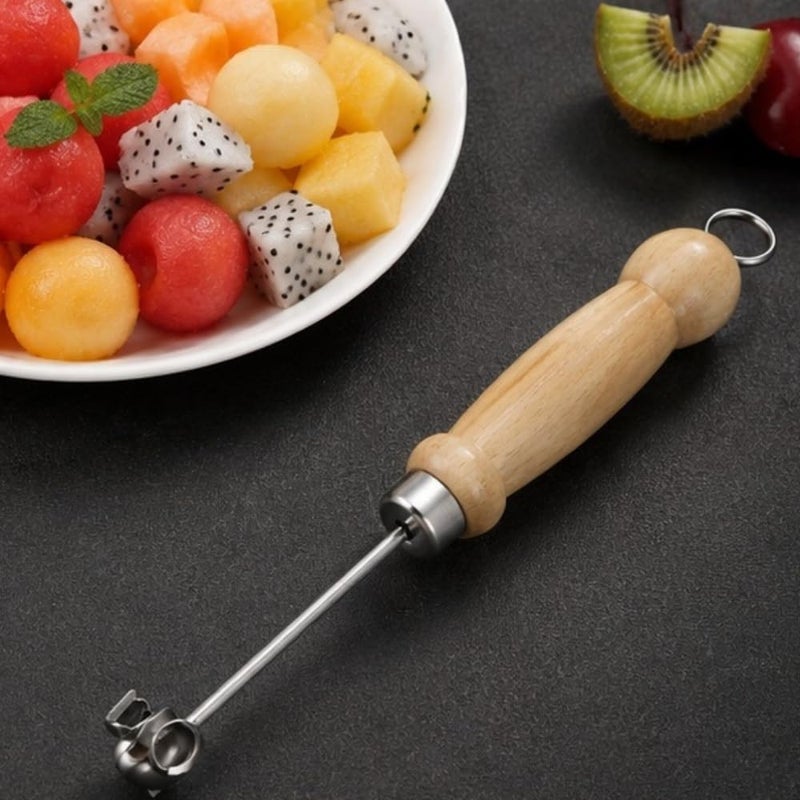 Premium Wooden Handle Fruit Corer (23 cm) | Professional Stainless Steel Apple & Pear Deseeder | Traditional Heavy-Duty Fruit Seed Remover with Loop Blade & Integrated Hanging Ring - Image 1