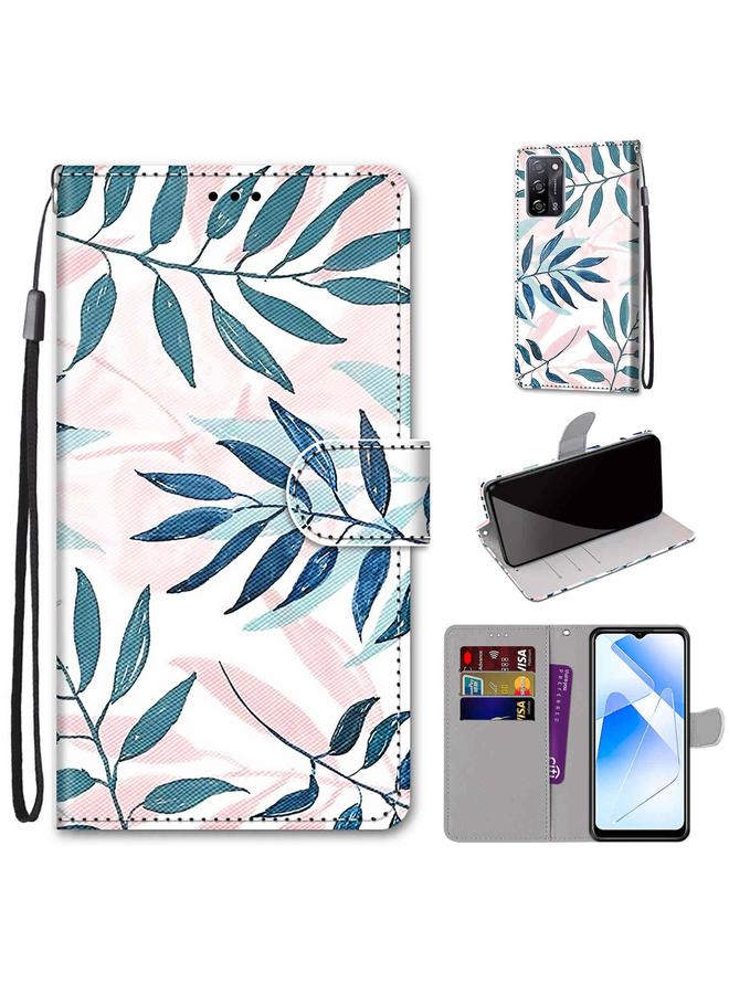 إيروريكس جراب لهاتف OPPO A54 4G / A16 4G / A53s 5G / A55 5G جراب جلدي من البولي يوريثان قابل للطي أفقيًا برسومات متقاطعة ملونة مع حامل وفتحات للبطاقات ومحفظة وحبل - Image 1