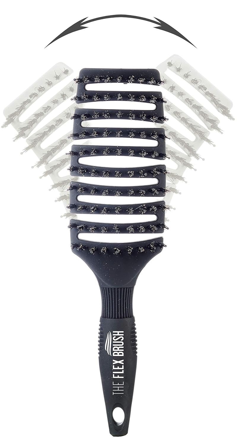 Flex Brush XL Vented Hair Brush for Blow Drying Flexible Bristle Flex Brush for Women  Kids Detangling Massages Scalp for Hair Growth Lightweight  Vented for Faster Drying Black