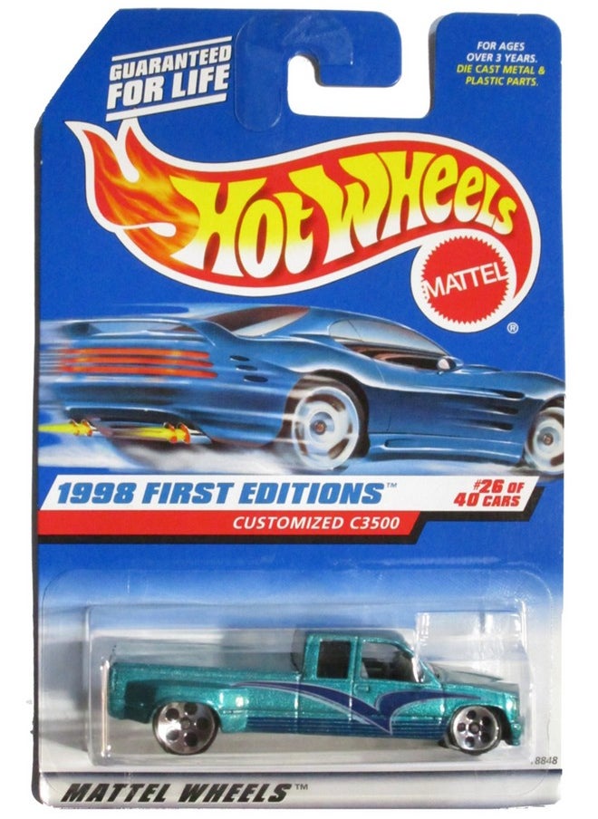 Hot Wheels - 1998 First Editions - Customized C3500 - Chevy Pickup - Die Cast - Green - #26 Of 40 - Collector #663 - Limited Edition - Collectible 1:64 Scale 