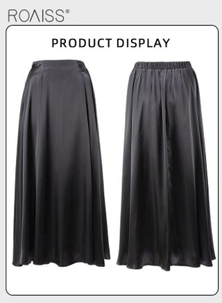 Satin High Waist Skirt for Women Soft and Comfy Loose Draped Large Hem A-Line Skirt Ladies Elegant High-Waisted Long Skirt for Ladies Elegant Temperament Casual Outfit - view 5