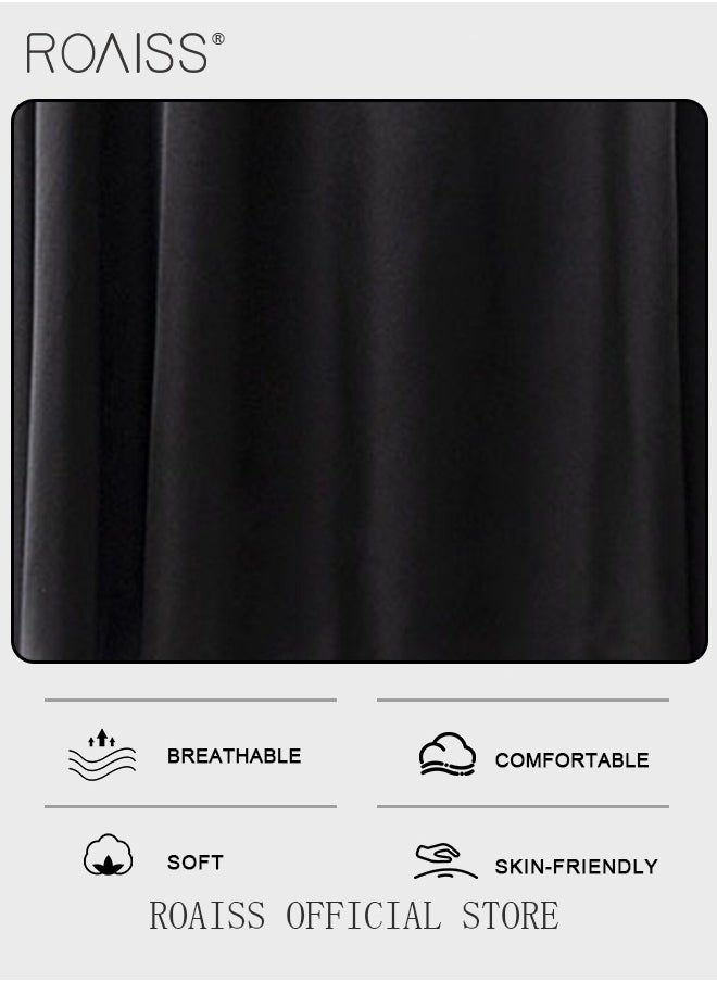 roaiss - Satin High Waist Skirt for Women Soft and Comfy Loose Draped Large Hem A-Line Skirt Ladies Elegant High-Waisted Long Skirt for Ladies Elegant Temperament Casual Outfit - Image 1