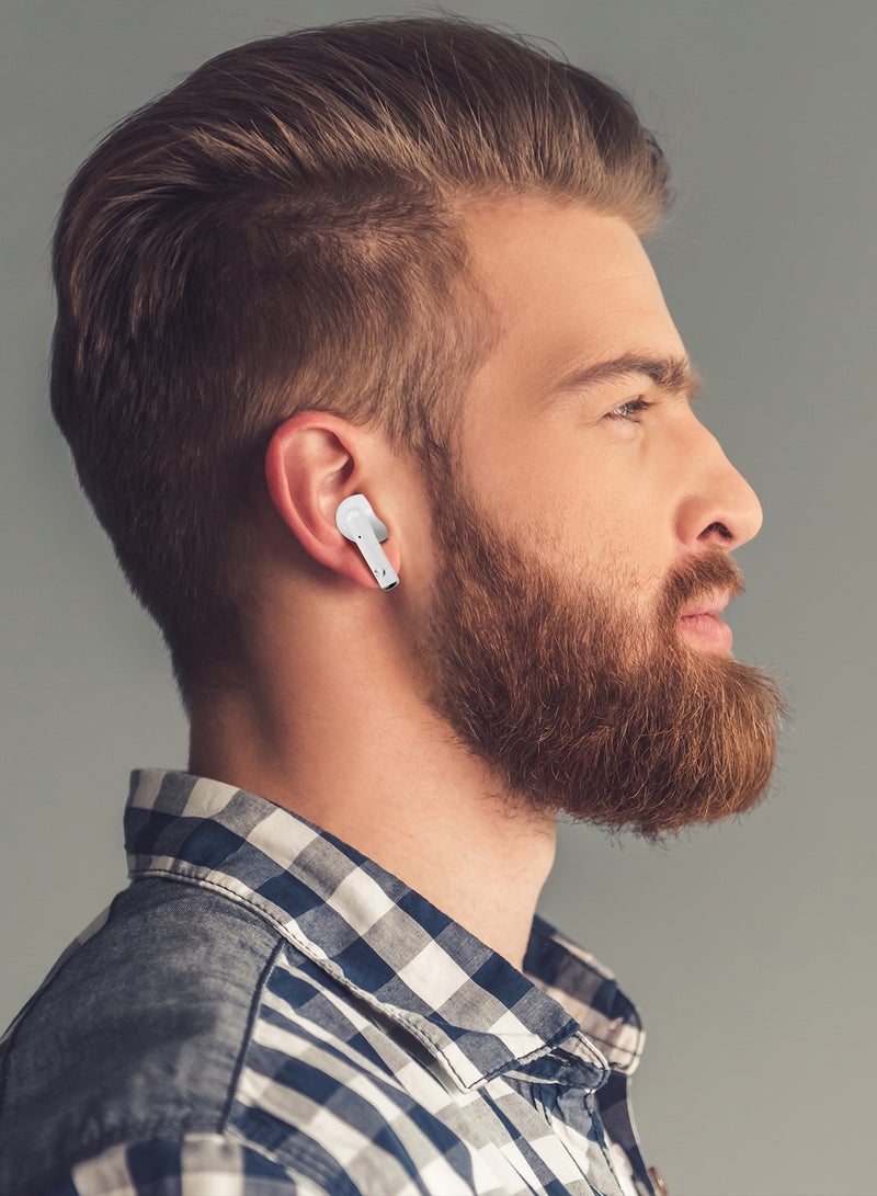 Volkano Yeti Series True Wireless Earphones, Bluetooth 5.3, Dual Mic, In-Ear, IPX5 Waterproof, Lightweight, Type-C Charging Case with 2x Full Recharges, 5H Playtime, White - Image 2