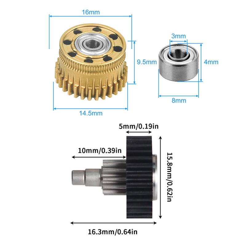 3D Printer Extruder Gear Kit All Metal Filament Drive Gear With DLC Coating For K2 Plus Replacement White - Image 3
