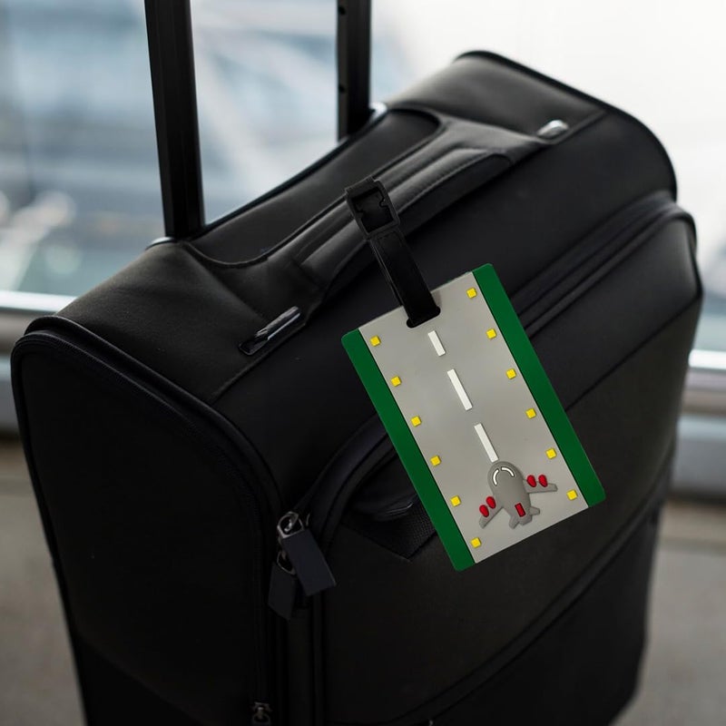 Eitheo بطاقات أمتعة للأطفال بطاقات أمتعة مع اسم وعنوان | بطاقات أمتعة سيليكون للحقائب، بطاقات لتحديد الحقائب/حقائب المدرسة ملصق ملون متعدد (إقلاع الطائرة) - Image 2