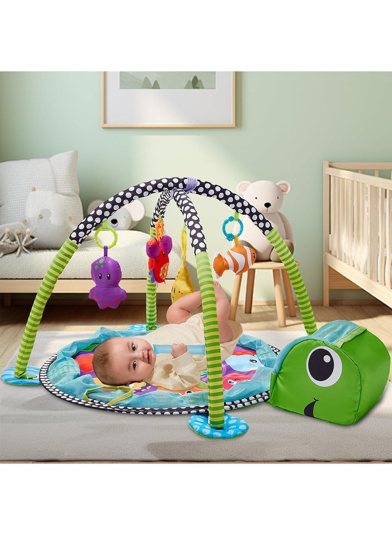 VTERLY Turtle Baby Play Mat, Play Mat with 30 Ocean Balls and 4 Marine Animal Toys, Funny Animal Baby Play Gym Mat for Stage-Based Sensory & Motor Skill Development - Image 3