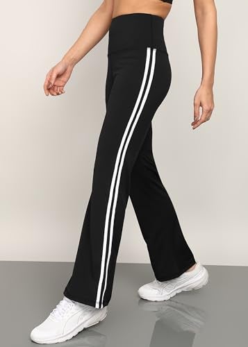 Rock Paper Scissors Premium Flare Gym Pants High Waist Stretchable Flared Leggings with Side Stripes Gym wear/Active Wear Tights Yoga Pants/Dance Womens Workout Tights Gym Tight - Image 2