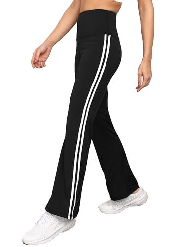 Rock Paper Scissors Premium Flare Gym Pants High Waist Stretchable Flared Leggings with Side Stripes Gym wear/Active Wear Tights Yoga Pants/Dance Womens Workout Tights Gym Tight - Image 1