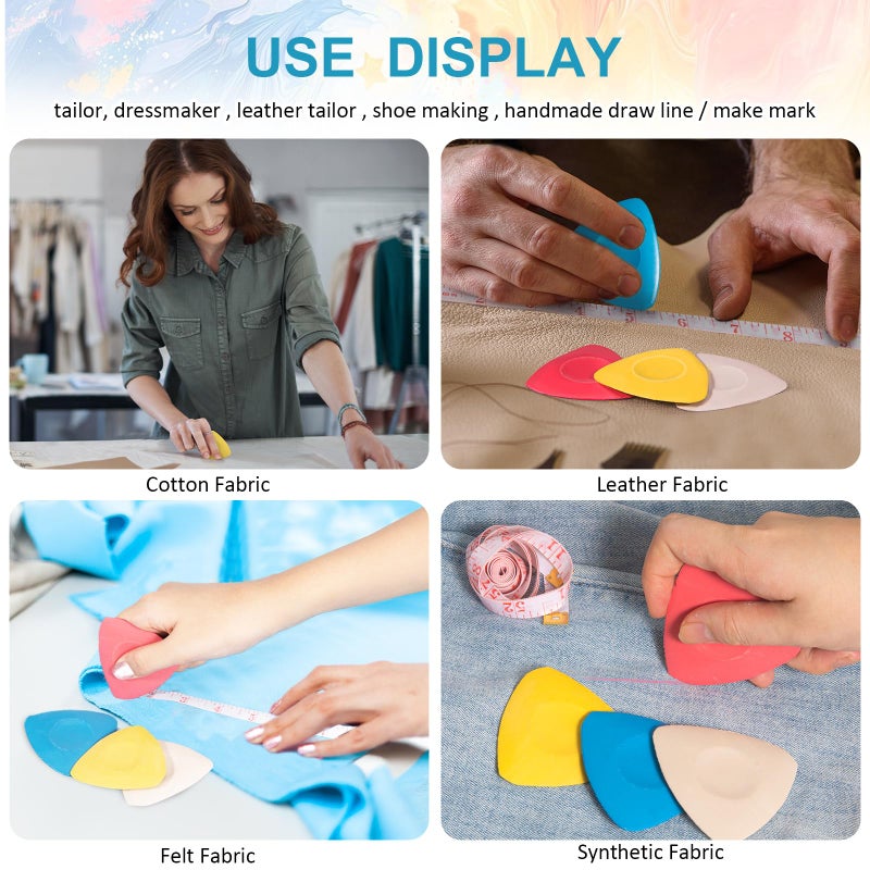Soecskot 4 Pack Tailors Chalk, Sewing Chalk for Fabric, Professional Washable Triangle Fabric Marker for Quilting, Crafts, Sewing Supplies Accessories - Image 3