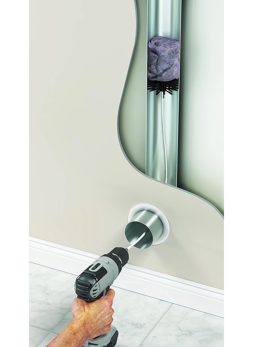 Deflecto Deflecto DVBRUSH12K6 Dryer Duct Cleaning Kit Lint Remover Extends up to 12 Feet Synthetic Brush Head Use with or without a Power Drill  - Image 5