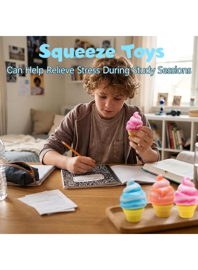 3PCS Ice Cream Squishy Toy Set, Slow Rise Soft TPR Stress Relief Fidget Squeeze Toys - Image 5