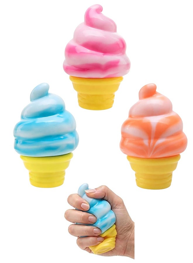 3PCS Ice Cream Squishy Toy Set, Slow Rise Soft TPR Stress Relief Fidget Squeeze Toys - Image 1