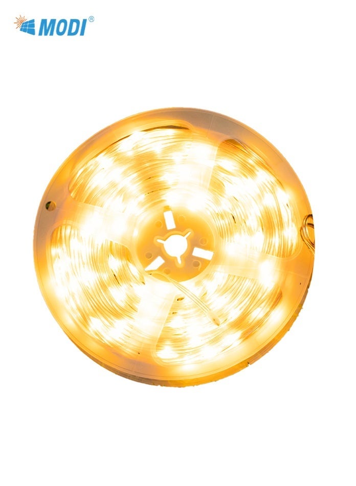 مودي سلسلة مصابيح شمسية خارجية ذهبية اللون | طاقة مزدوجة (طاقة شمسية وUSB) | 8 أوضاع إضاءة مع جهاز تحكم عن بُعد ومؤقت | مقاومة للماء IP65، مصابيح زينة خرافية للفناء والحديقة والفناء وحفلات الزفاف - Image 2