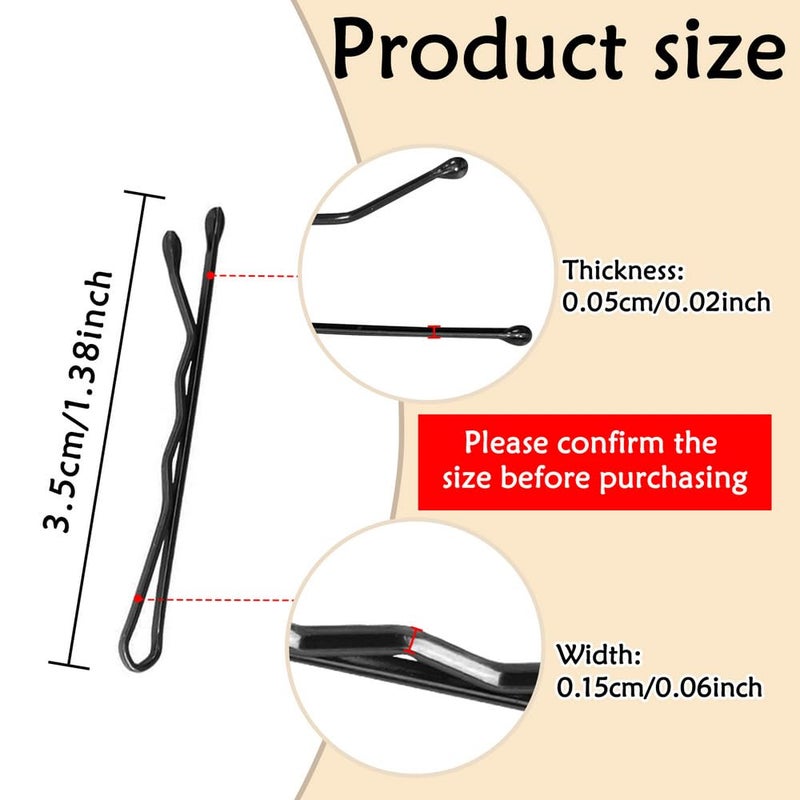 YINGFENG 220 Count Mini Wavy 1.38 Inch bobby pins black with Storage Box, Suitable for All Hair Types, Hair Clips for Kids, Girls and Women - Image 2